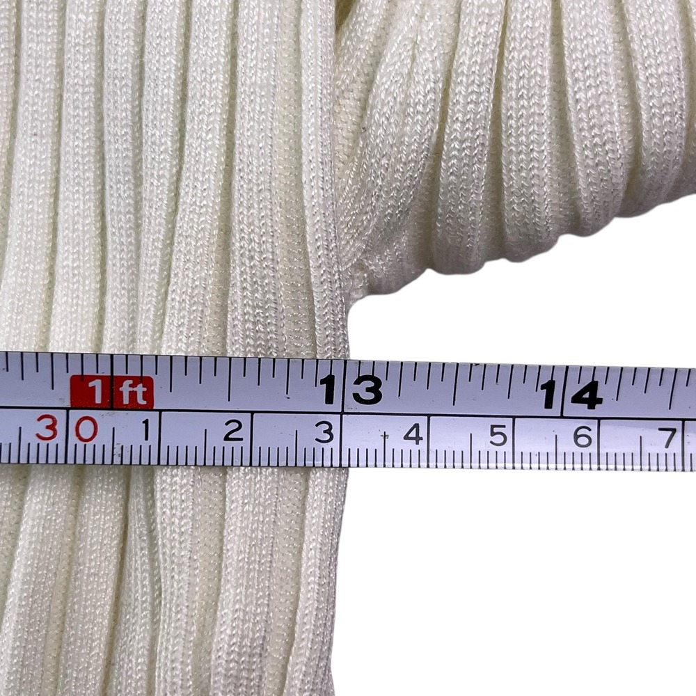Alison Sheri Cream Ribbed Knit Ruffle Cardigan Sweater Women's XL Elegant‎ - Picture 7 of 10